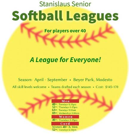 3/4-3/17: Register now for softball season! (Modesto)