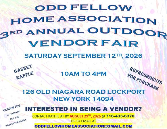 9/12: 3rd Annual Odd Fellow Home Association Outdoor Vendor Fair (Lockport)