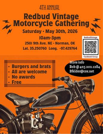5/30: Redbud Vintage Motorcycle Gathering (Norman)