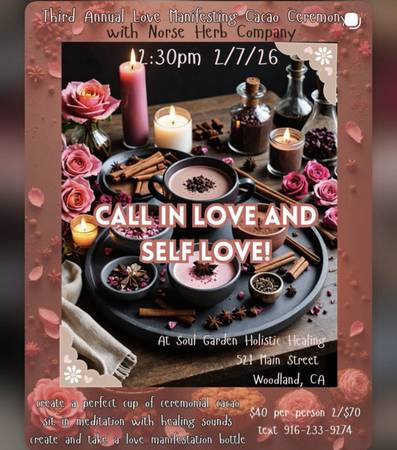 2/7: Healing Love Manifestation Cacao Ceremony (Woodland)