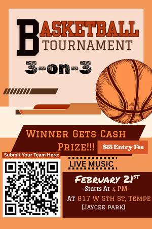 2/21: 3v3 Basketball Tournament - ALL LEVELS (Tempe)