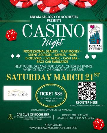 3/21: Dream Factory of Rochester Charity Fundraiser (Rochester)