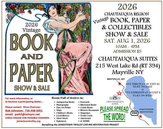 2026 Chautauqua Region Vintage Book, Paper & Collectibles Show & Sale (Mayville, New York)