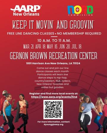 4/18: FREE Monthly Line Dance Classes with AARP Louisiana (New Orleans)