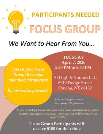 PAID FOCUS GROUP - April 7, 2026 (Omaha, NE)