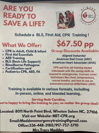 1/31: BASIC LIFE SUPPORT (BLS) CPR TRAINING (WINSTON SALEM)